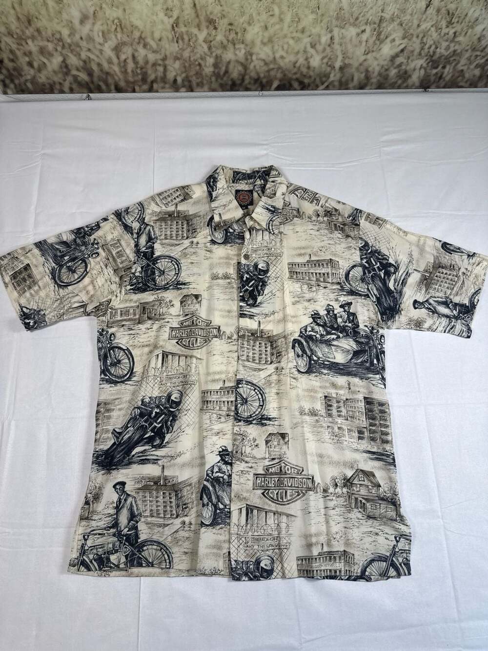 Harley-Davidson x Tori Richard Vintage All-Over Print Motorcycle Viscose Shirt